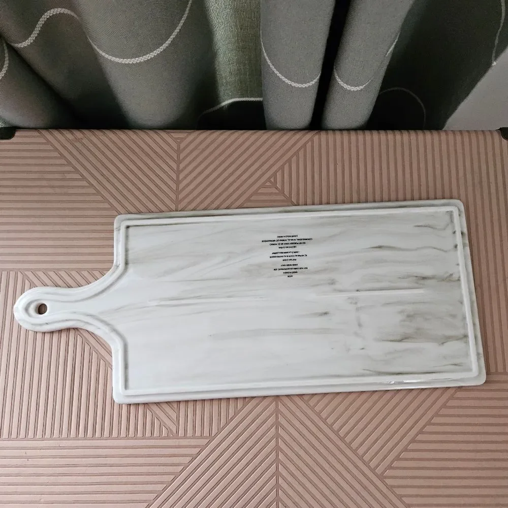 Avon Serving Board Merry & Bright Gold White Gray Marble Holiday Christmas Chic